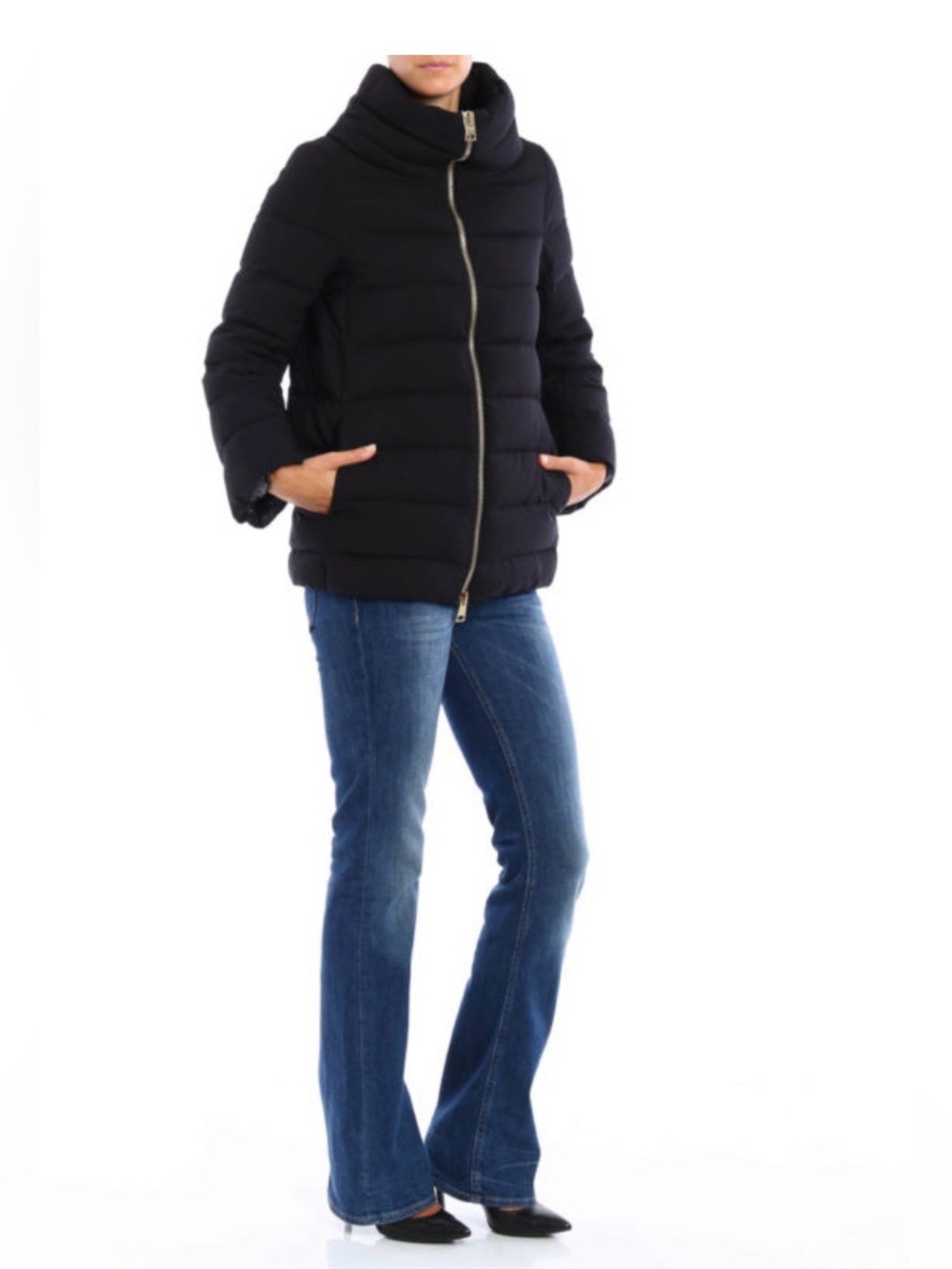 Herno Black Down Jacket Gold Hardware Women’s Size 44 US 8